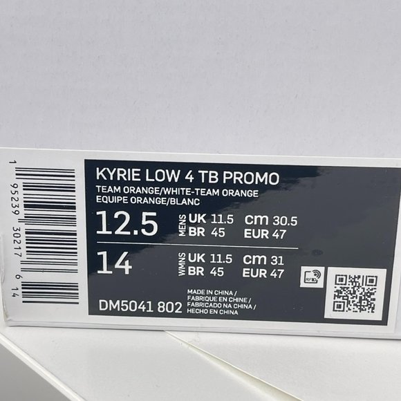 Nike Kyrie Low 4 TB Team Orange Basketball Shoes. Size 12.5. Style: DM5041-802 main image 6